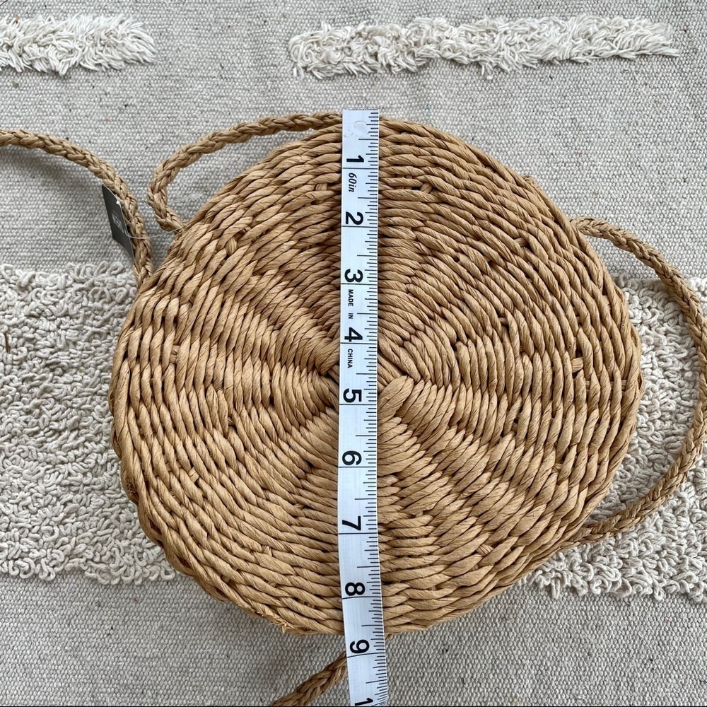 STRAW ROUND CROSSBODY BAG  WITH TOP HANDLE - Picture 9 of 14